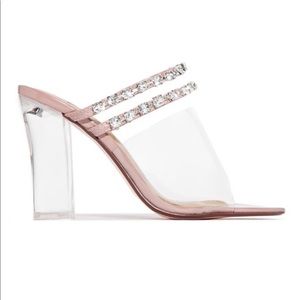 Lola Shoetique ✨Clear rhinestone chunky heel